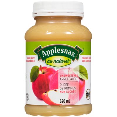 A pouch of Delipomme Applesnax applesauce, featuring a smooth apple purée in a convenient, squeezable package for snacking.