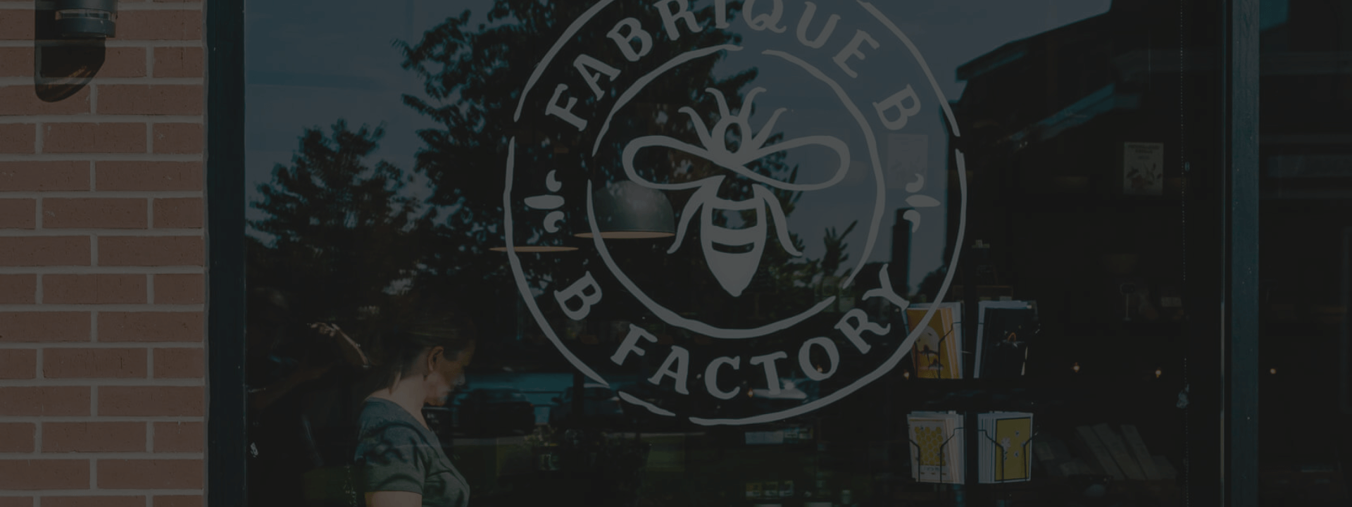 B Factory logo on storefront window