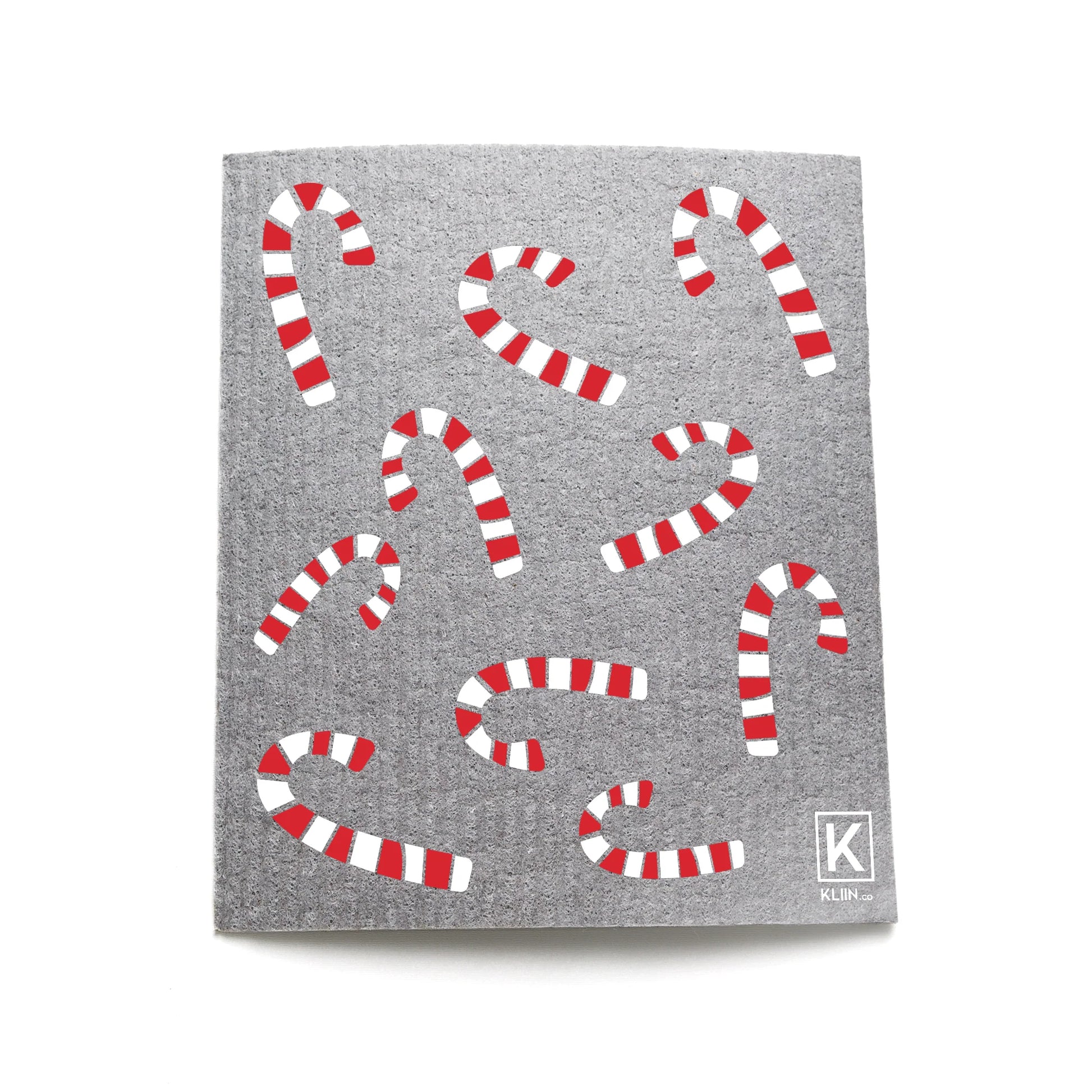 Kliin reusable sponge towel Christmas candycane grey design