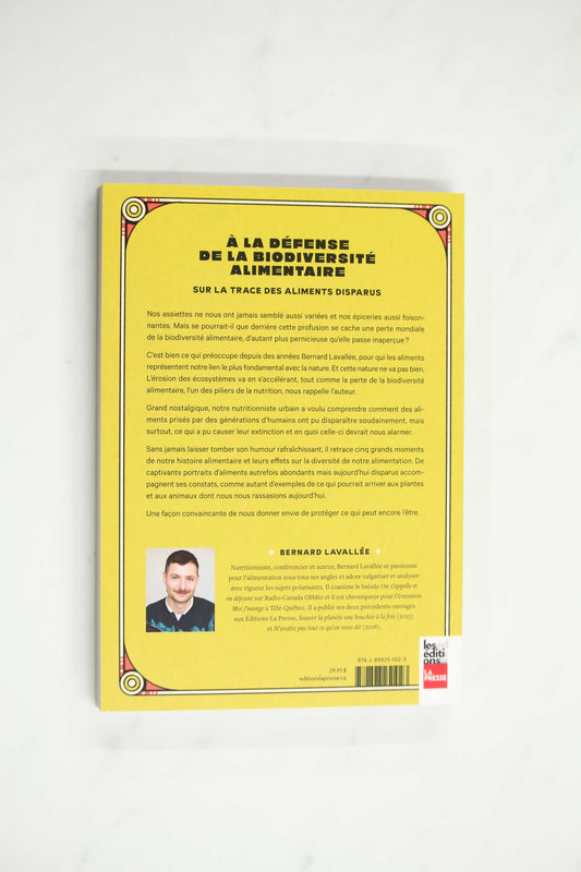 À la recherche de la biodiversité alimentaire back of book cover with author Bernard Lavallée's photo