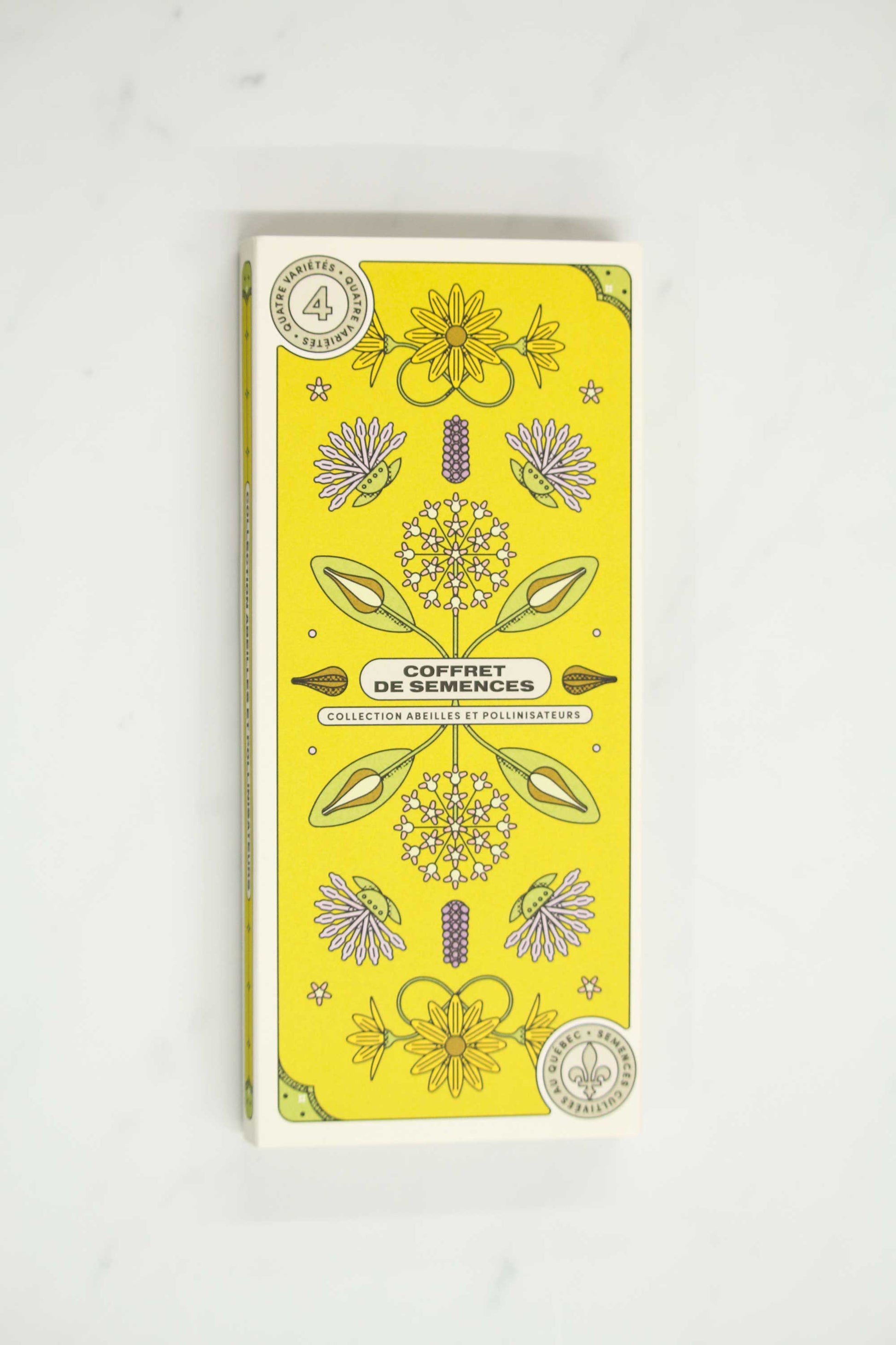 Bees & Pollinators seed collection box set with illustrations of various flowers