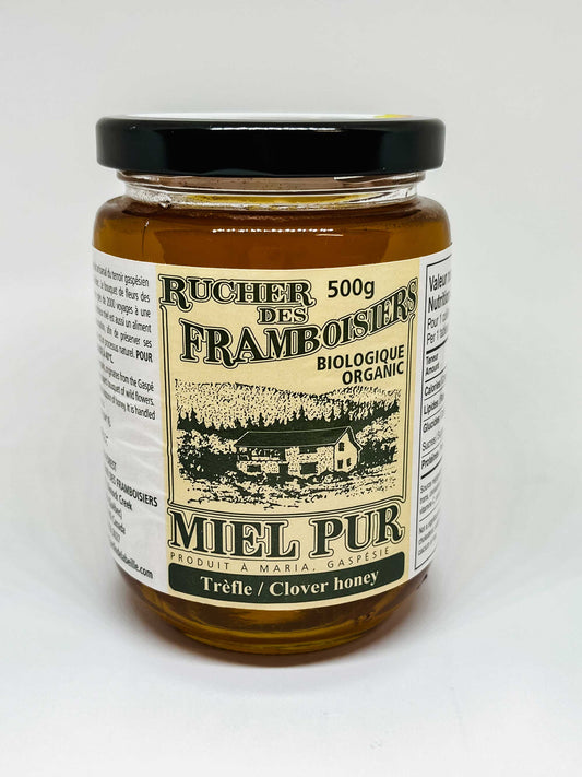Jar of organic clover honey