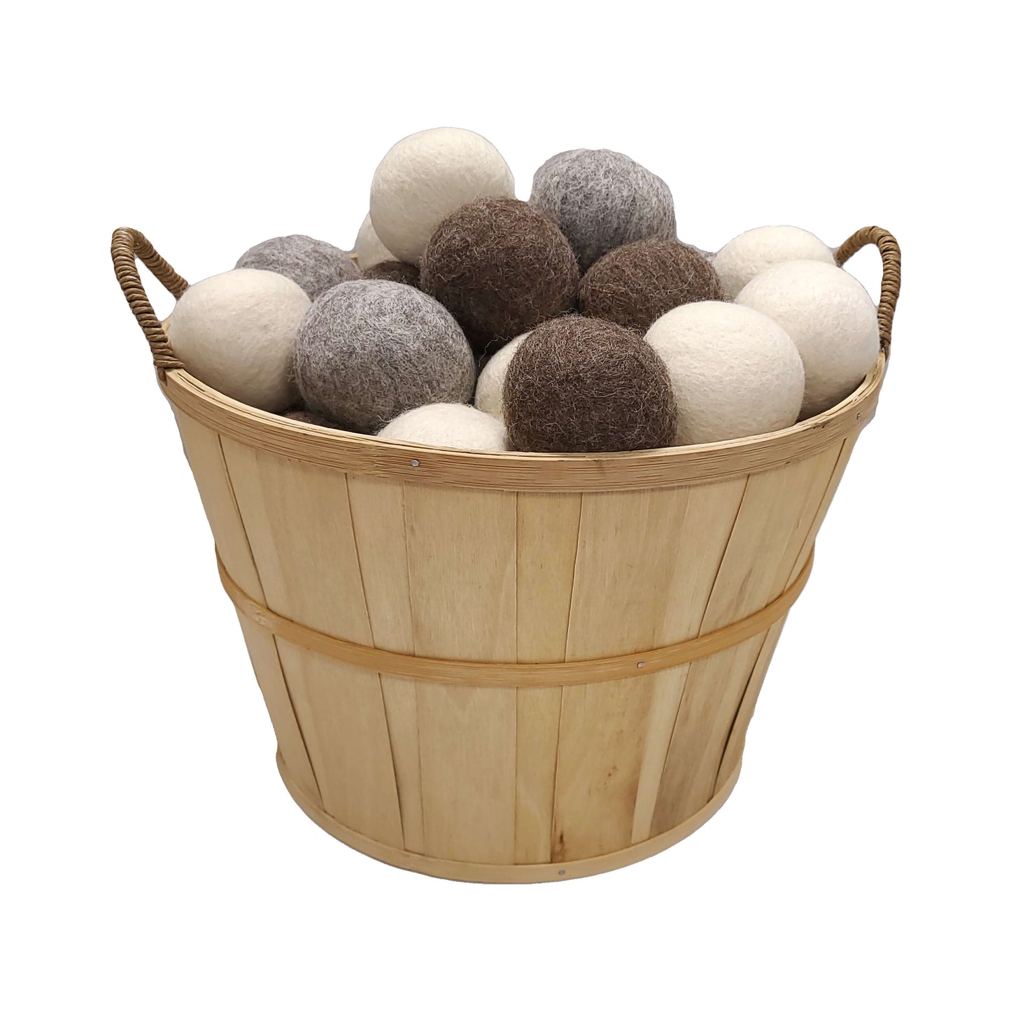 Basket of sustainable wool dryer balls