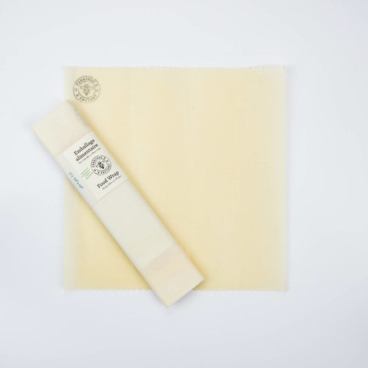 Organic beeswax food wrap with B Factory logo in top-left corner
