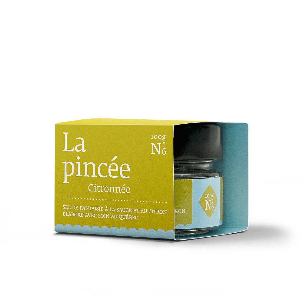 Packaging of 'La pincée Citronnée' with a jar on a white background