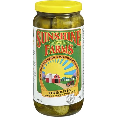SUNSHINE FARMS Mini cornichons sucrés biologiques