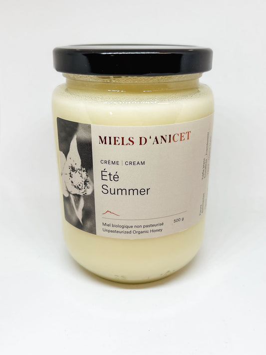 glass jar of creamy summer honey by Miels D'Anicet 500g
