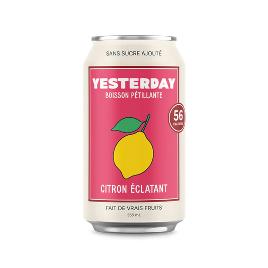 A can of Yesterday sparkling drink Bold Lemon, featuring a refreshing, fizzy lemon beverage.