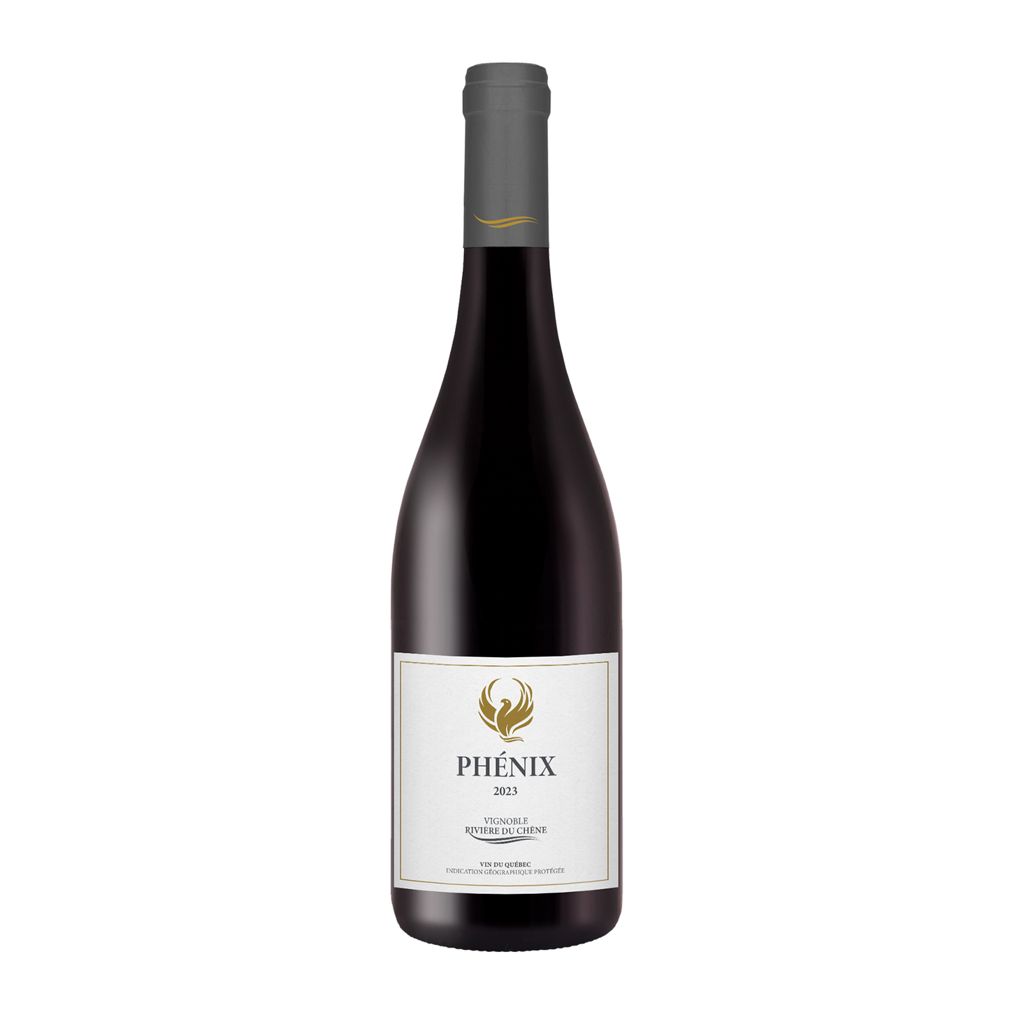 A 750 ml bottle of Le Phénix Rouge red wine, aged in French oak, featuring rich aromas of black fruits and cherry with a smooth, elegant finish.