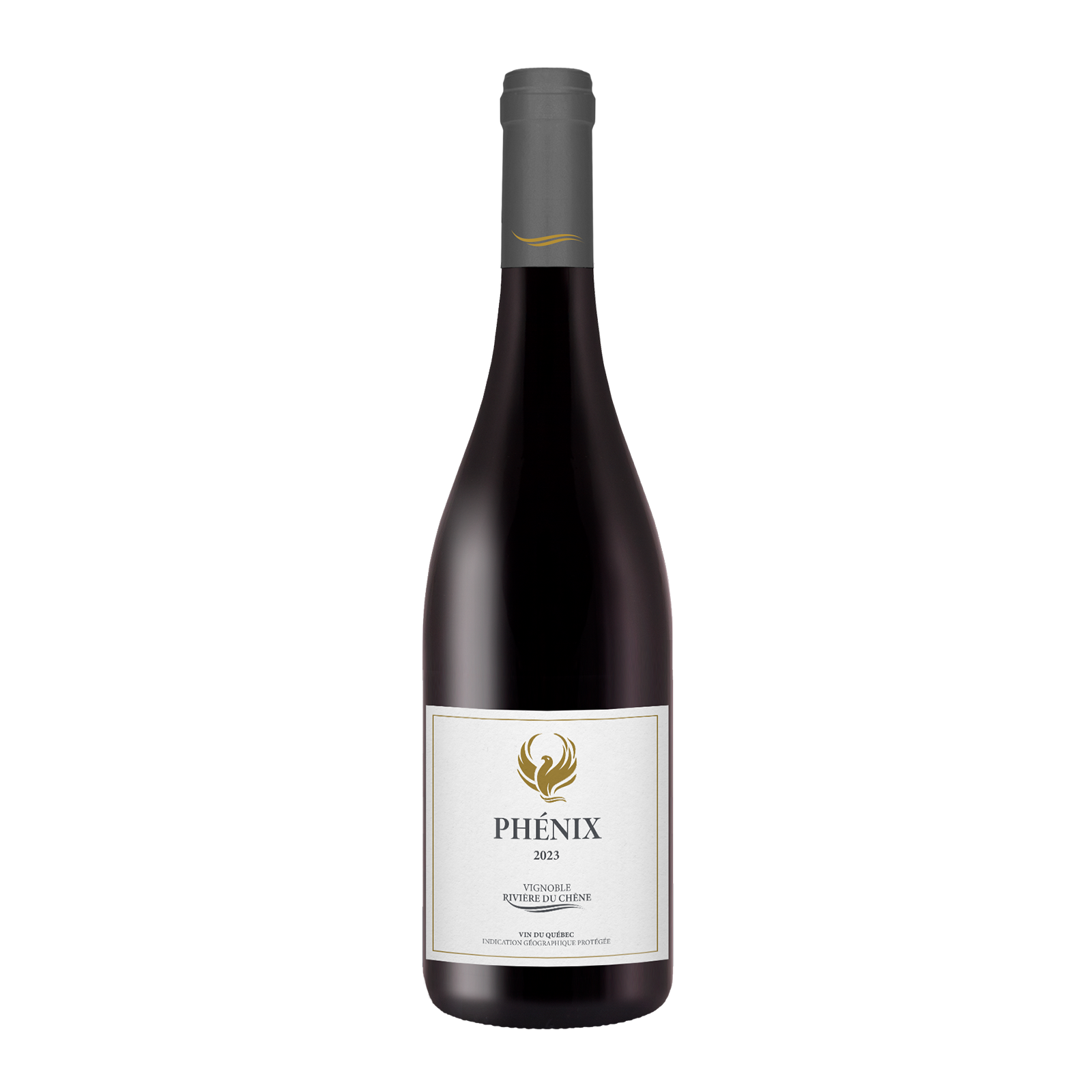 A 750 ml bottle of Le Phénix Rouge red wine, aged in French oak, featuring rich aromas of black fruits and cherry with a smooth, elegant finish.