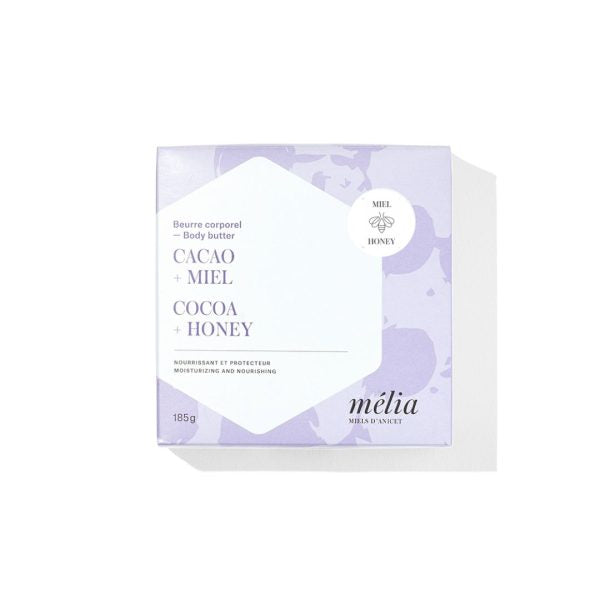 Cocoa and honey body butter from Miels D'Anicet on a white background