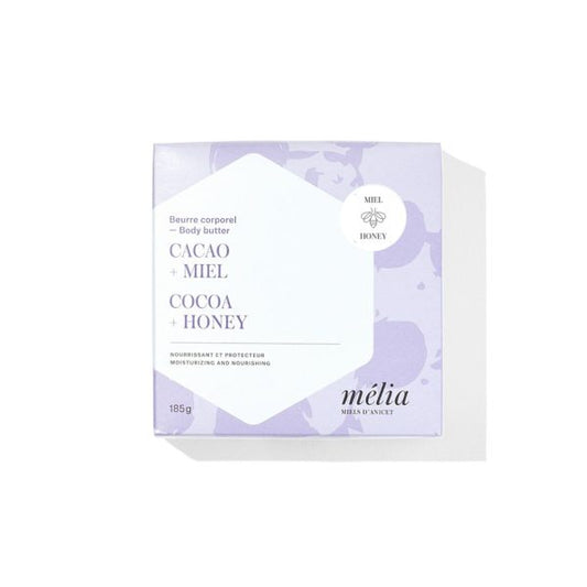 Cocoa and honey body butter from Miels D'Anicet on a white background