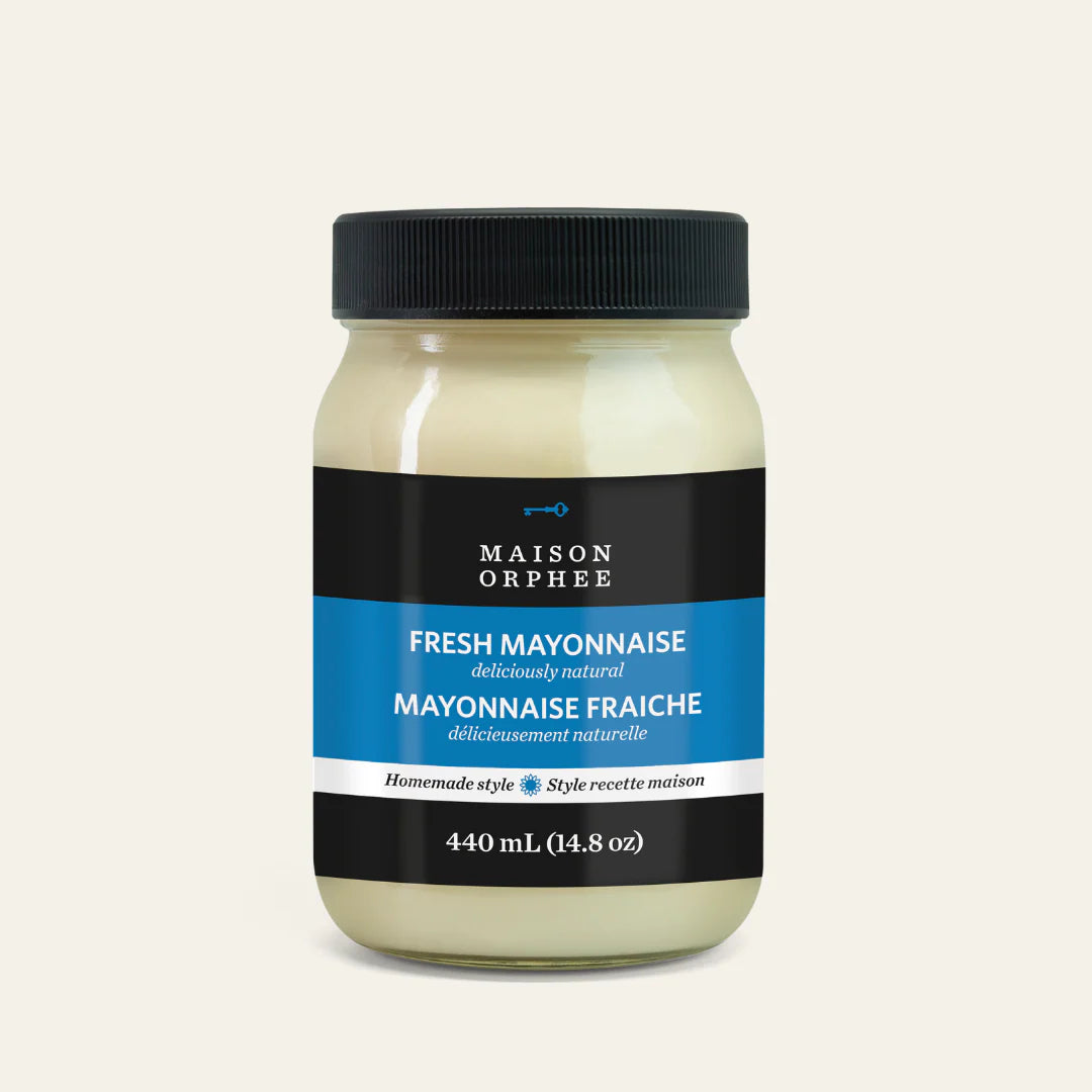 Jar of Maison Orphee Fresh Mayonnaise on a light gray background