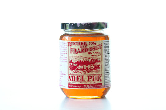 Jar of organic wild flower honey