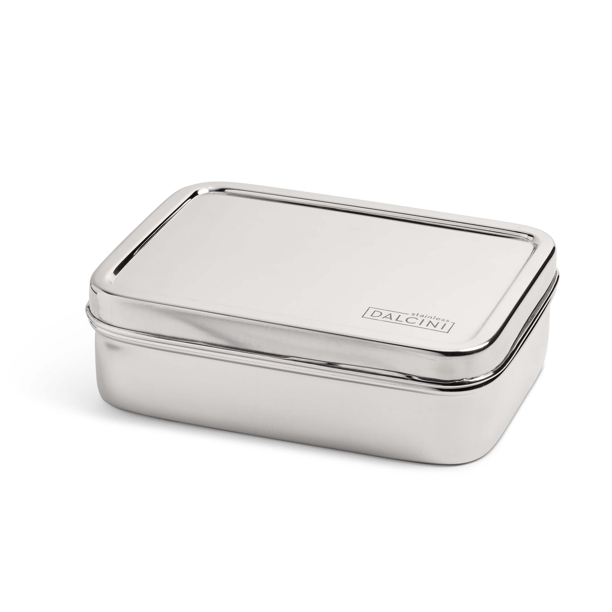 Stainless steel food storage box with closed lid