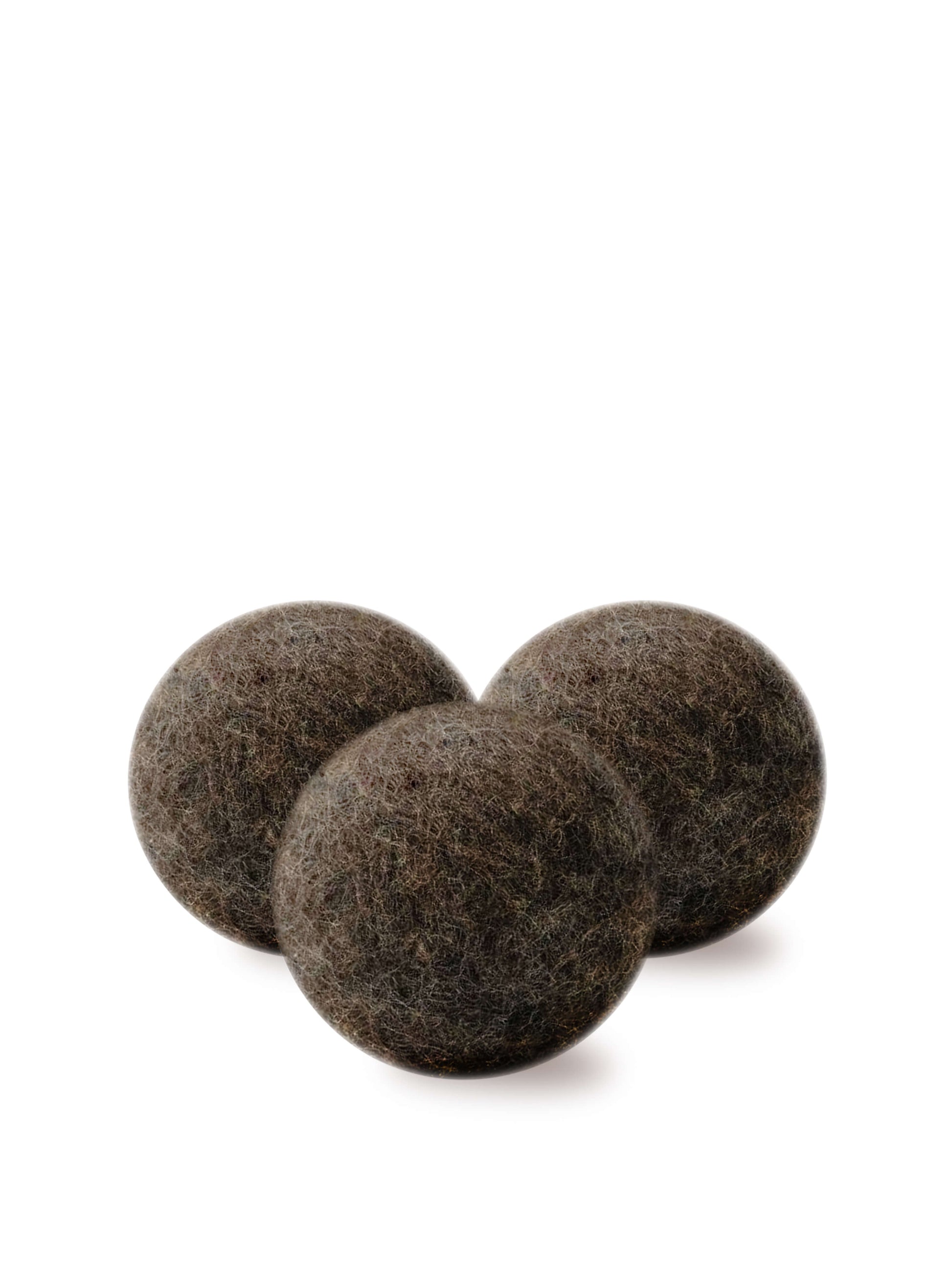 3 brown wool dryer balls