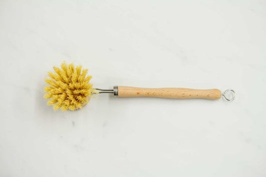 Dish brush with sisal fiber bristles and beech wood handle