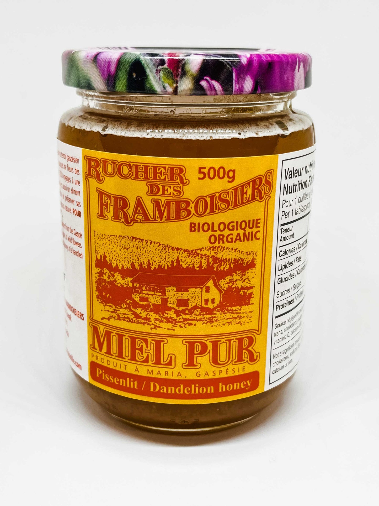 Jar of organic dandelion honey