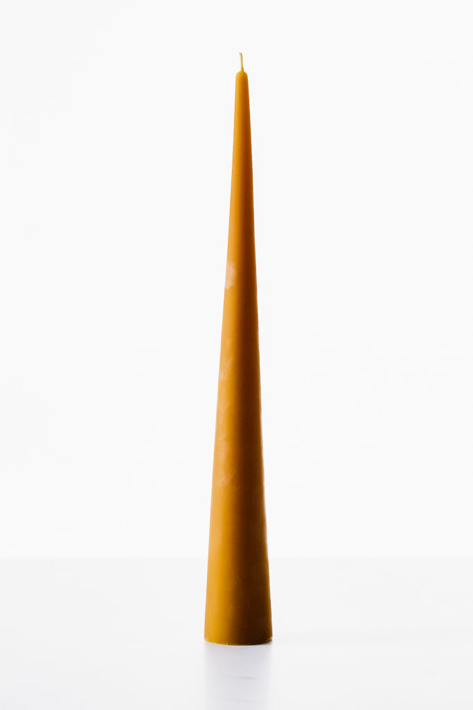 Tall beeswax cone candle 