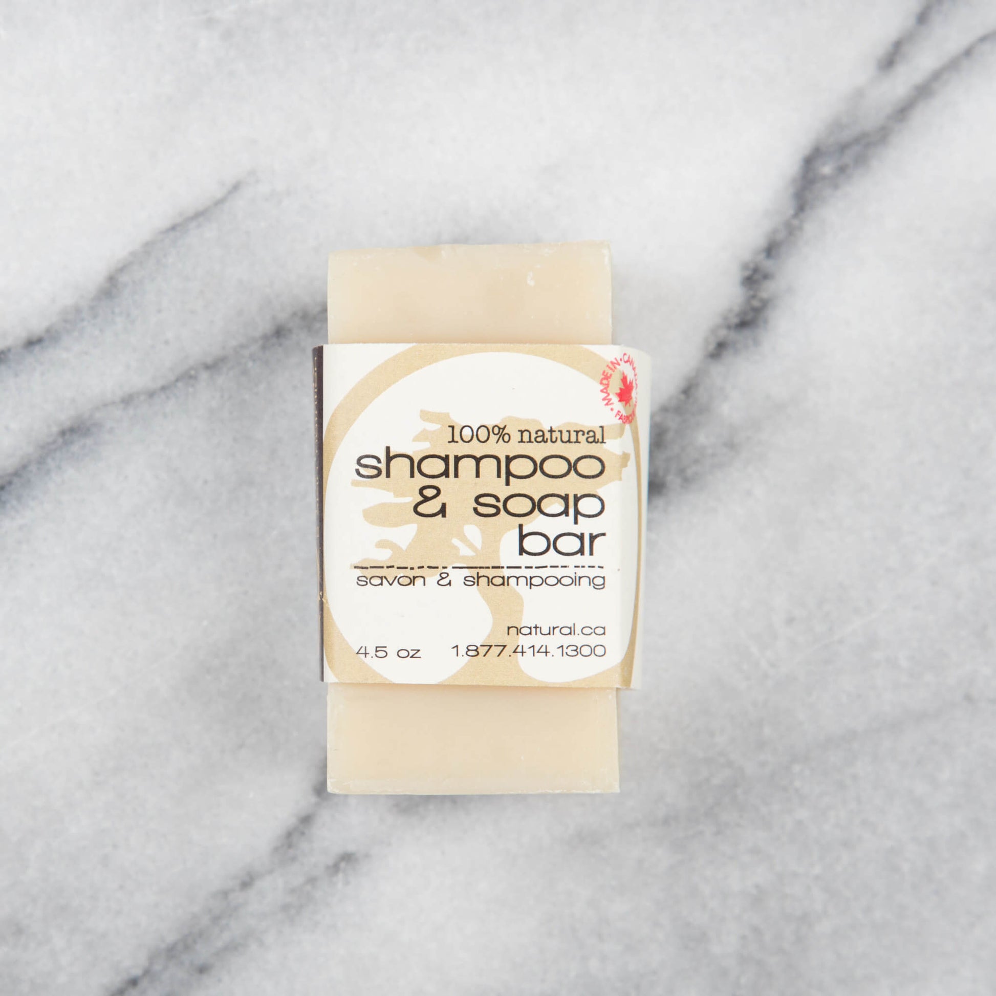 Earth to Body 100% natural shampoo and soap bar on marble counter