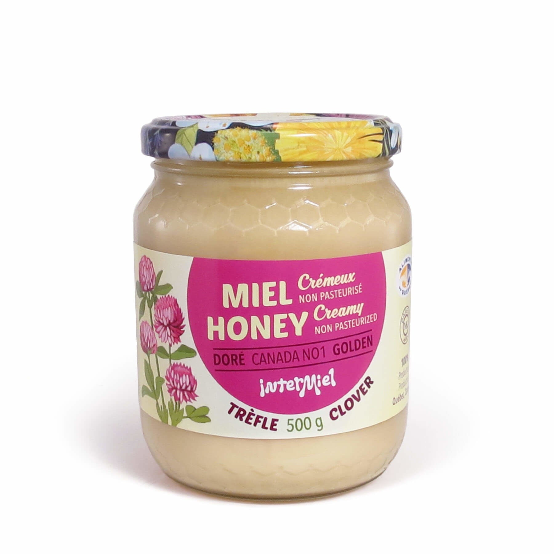 Jar of unpasteurized clover honey