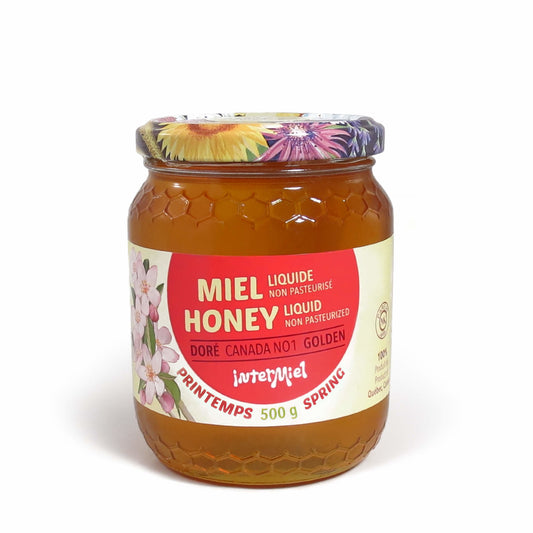 Jar of unpasteurized spring honey