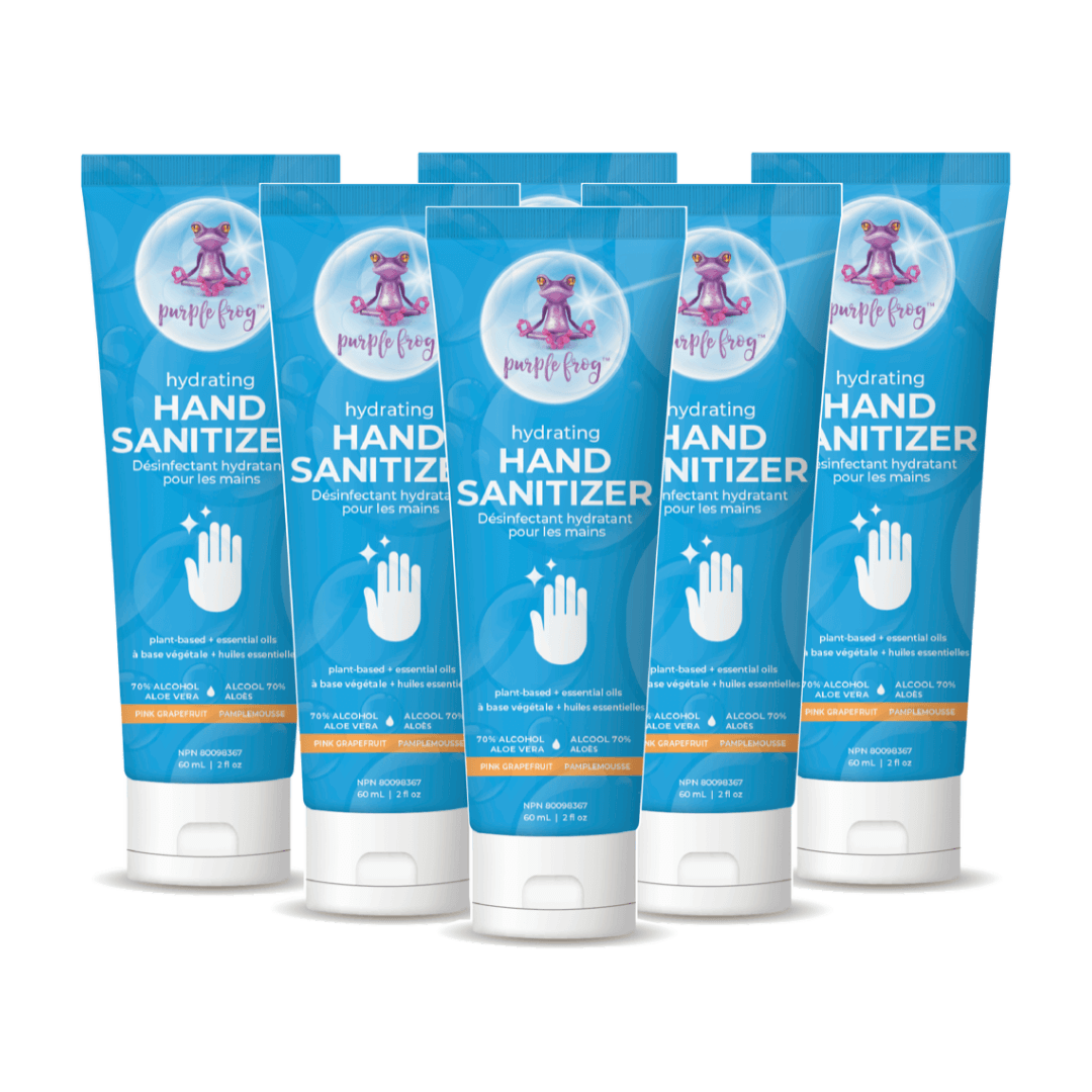 6 tubes of chemical-free hand sanitizer by Purple Frog