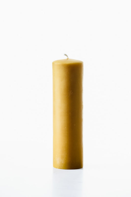 Slim pure beeswax pillar candle