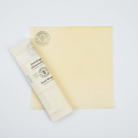 Organic beeswax food wrap with B Factory logo in top-left corner